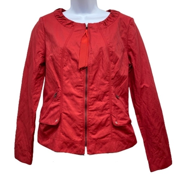 EUC Elie Tahari Zaria Red Fitted Zip Up Jacket - Picture 3 of 12